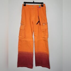 Vibrant Women’s Orange Wide Leg Cargo Size 3  25 High Rise Utility Pockets NWT